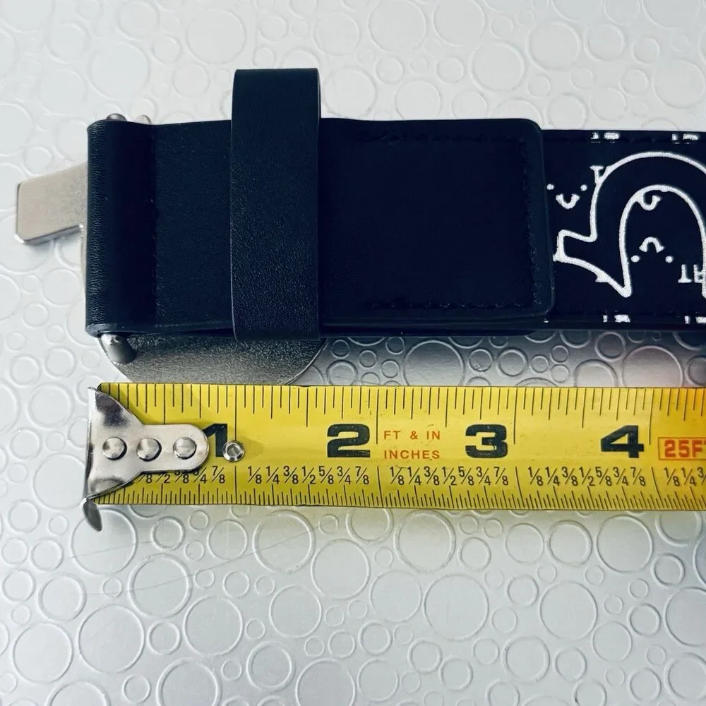 True Religion Mens 32 Black Silver Horseshoe Monogram Belt Y2K Streetwear NWT